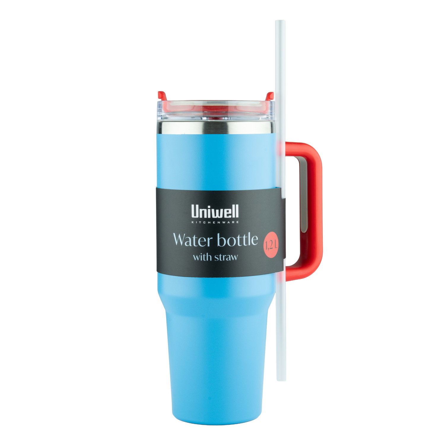 Gertuvė su šiaudeliu UNIWELL, mėlynos/raudonos sp., 1,2 l - 3