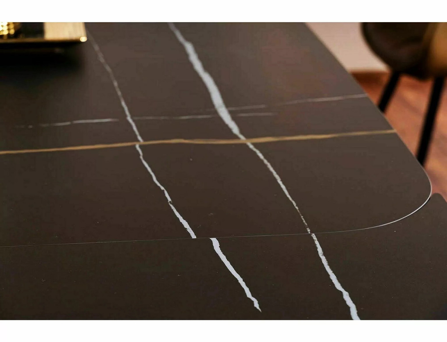 Valgomojo stalas INFINITY CERAMIC, 160-240x95x76 cm, juodas - 7