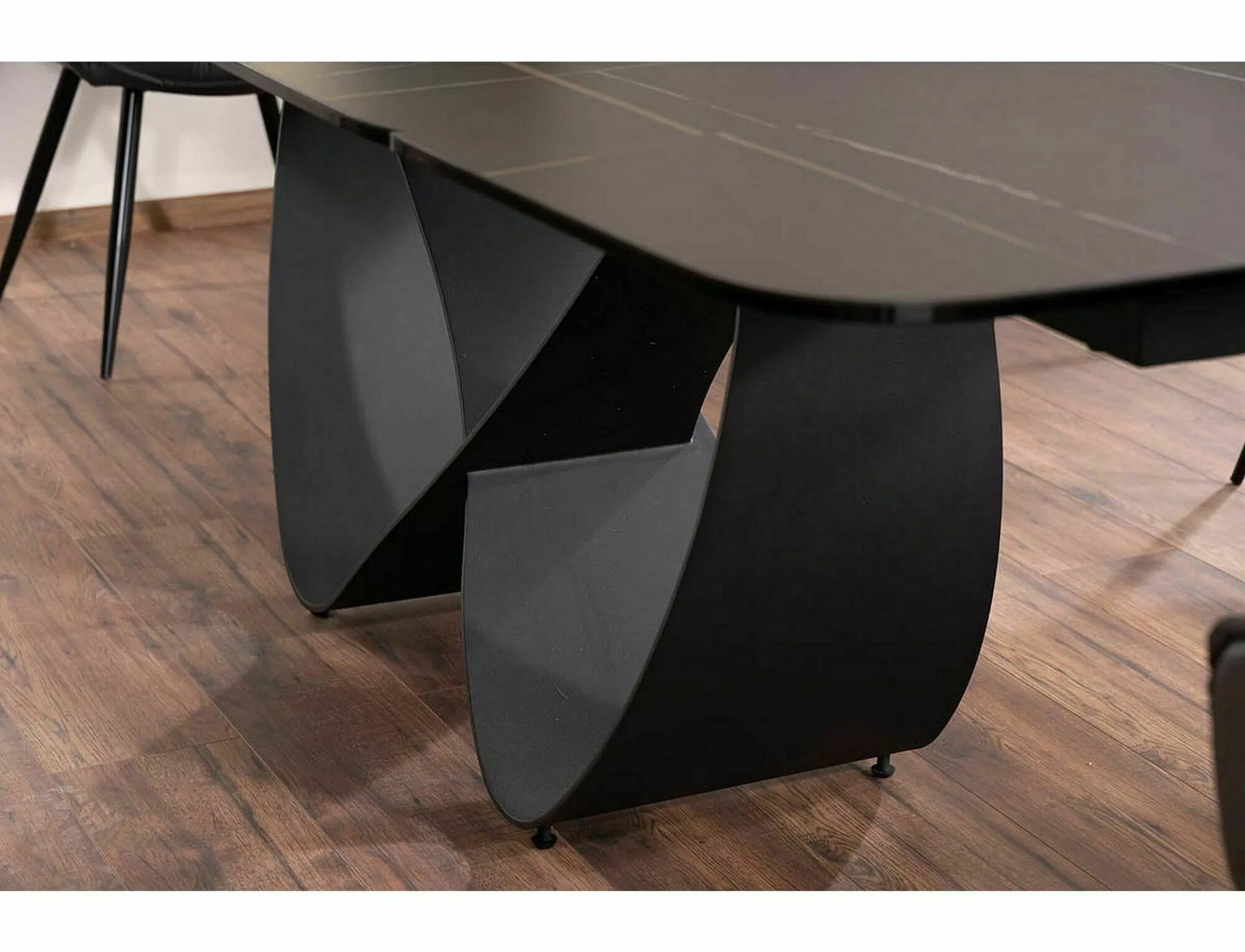 Valgomojo stalas INFINITY CERAMIC, 160-240x95x76 cm, juodas - 8