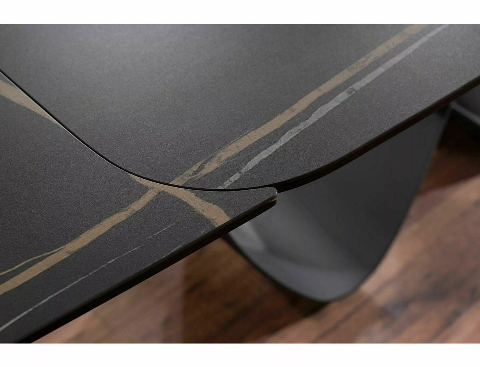 Valgomojo stalas INFINITY CERAMIC, 160-240x95x76 cm, juodas - 3