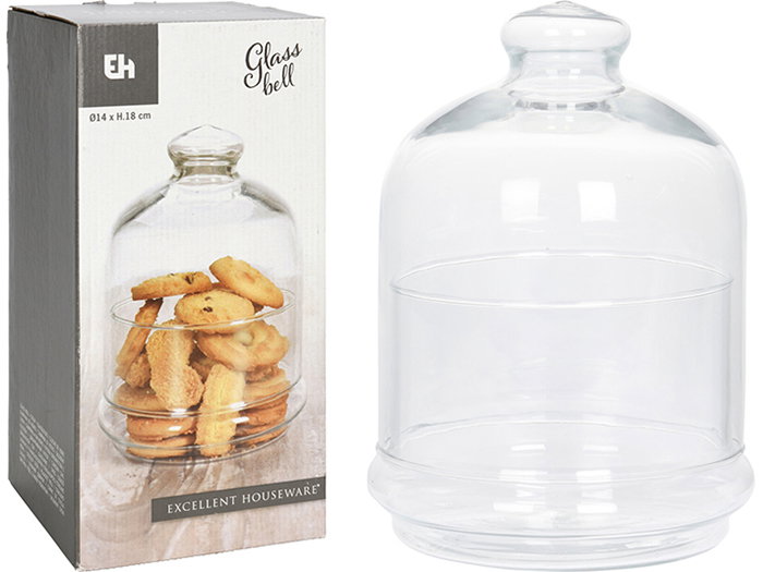 Stiklinis indas produktams laikyti su gaubtu, 14 x 18 cm-0
