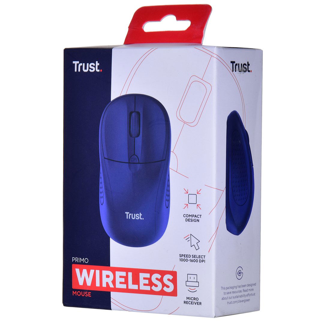 Kompiuterio pelė Trust Primo Mouse bluetooth / USB, mėlyna - 5