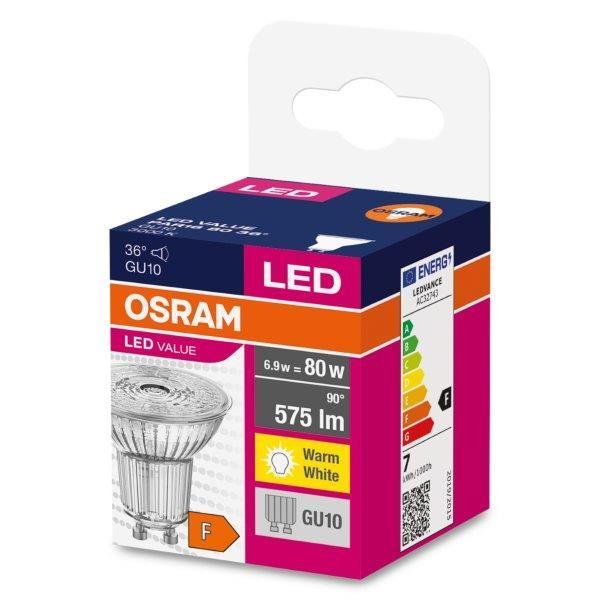 LED lemputė OSRAM VALUE, GU10, PAR16, 3000 K, 6,9 W (=80W), 575 lm, 36 °, non-dim - 2