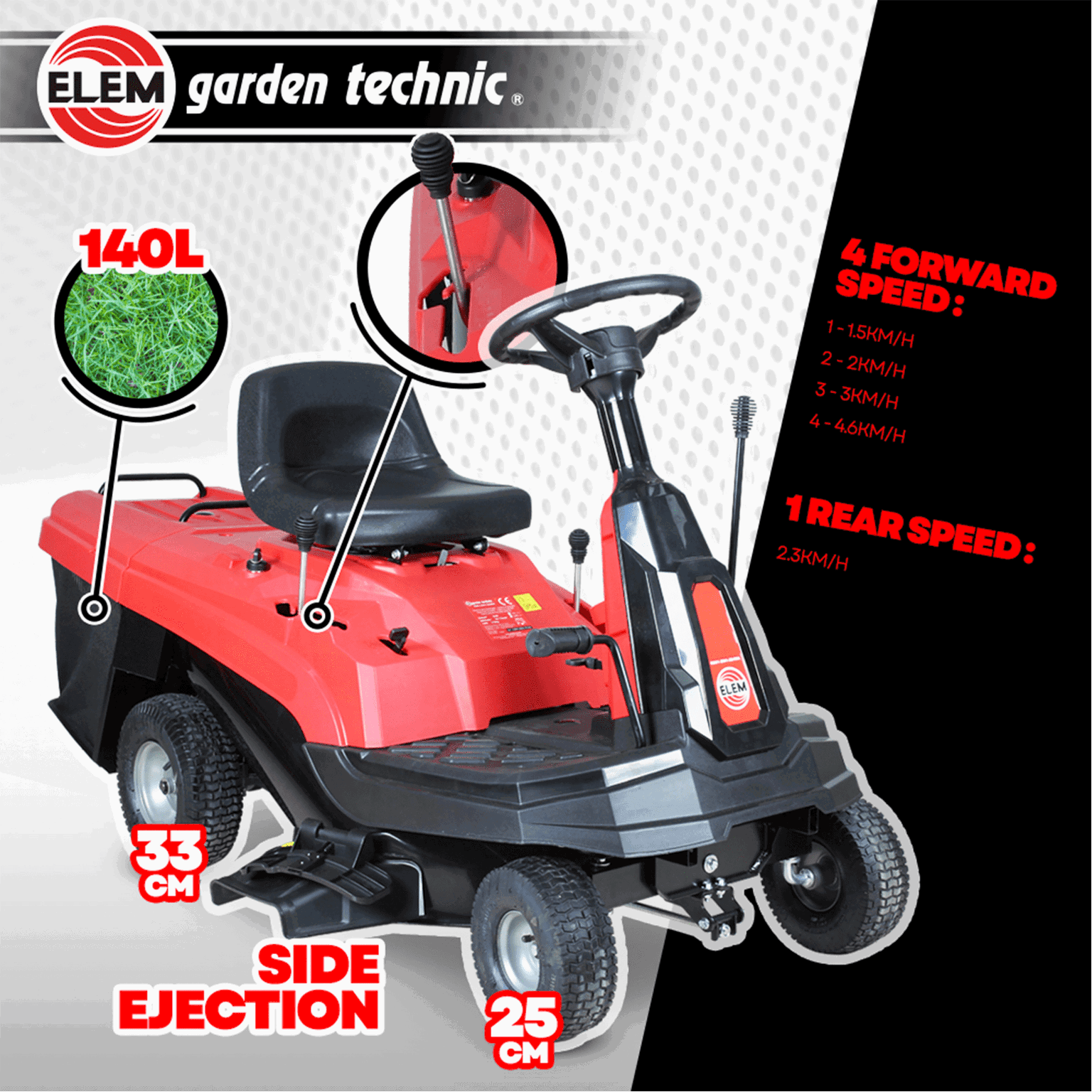 Vejos pjovimo traktorius Elem Garden Technic 61 cm, 5 kW - 4