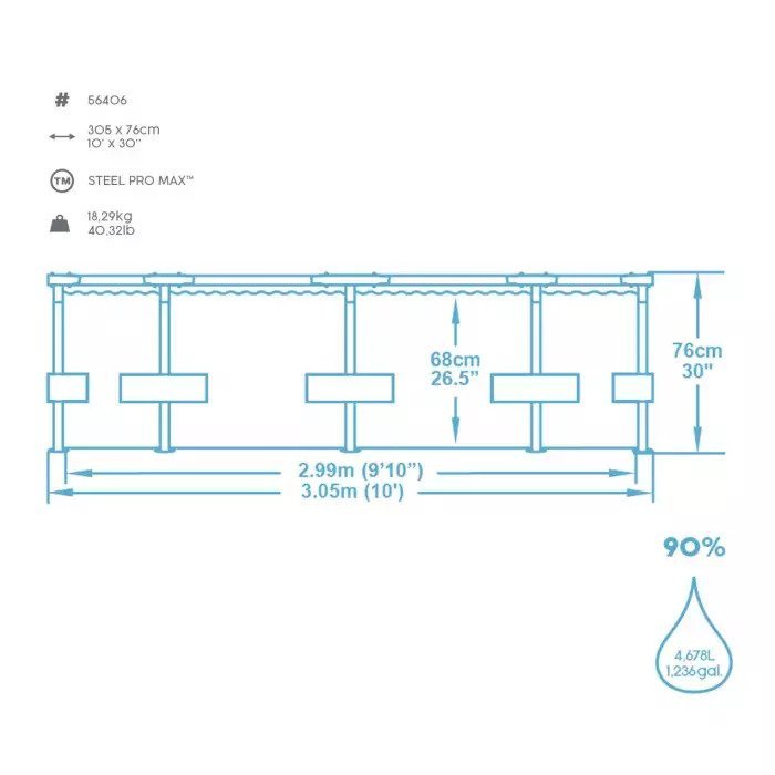 Surenkamas baseinas BESTWAY STEEL PRO MAX, 305 x 76 cm-1