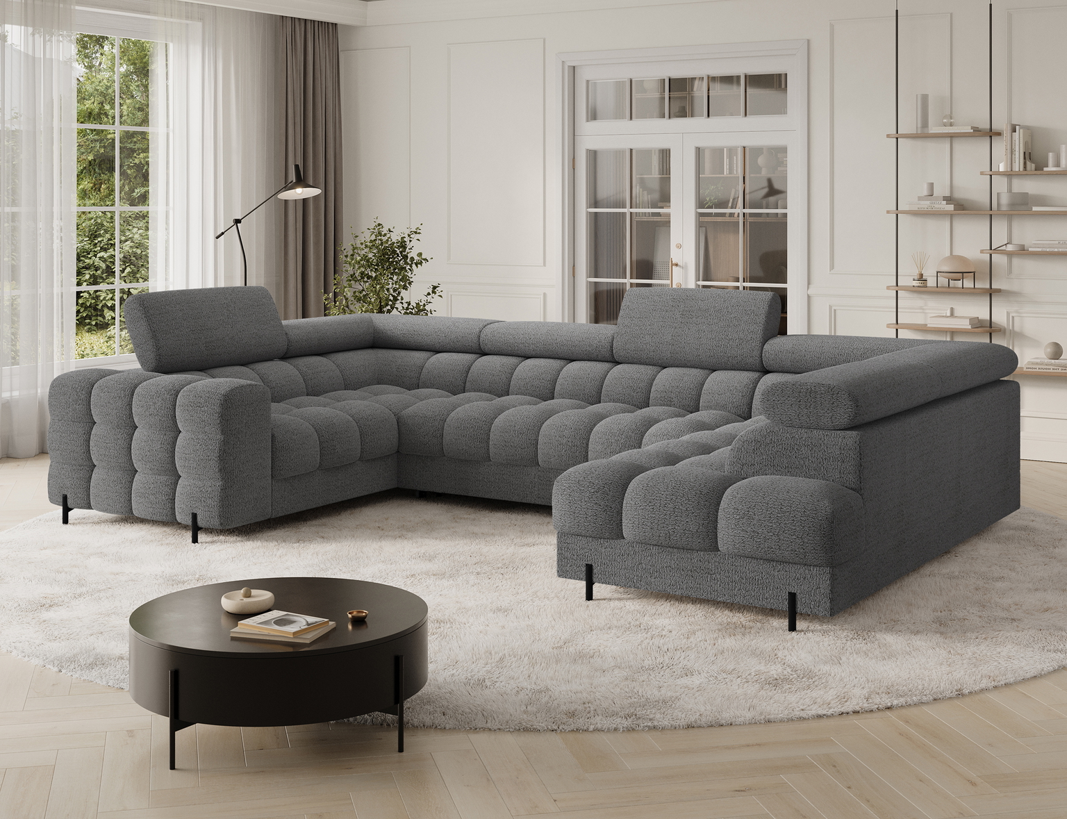 Kampinė sofa Fectory, šviesiai pilka sp., 205 x 346 cm x 93 cm - 4