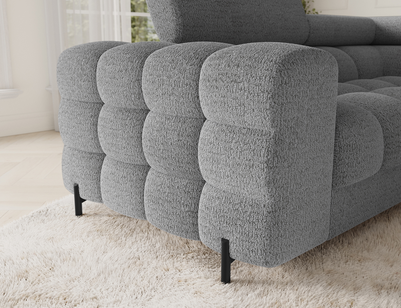 Kampinė sofa Fectory, šviesiai pilka sp., 205 x 346 cm x 93 cm - 7