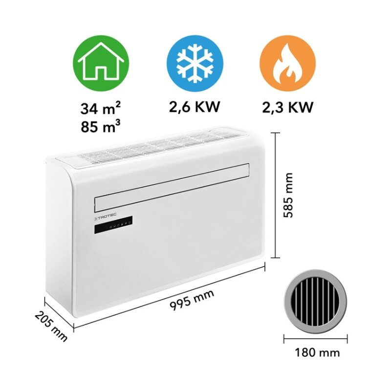 Oro kondicionierius monoblokas (be išorinio bloko) su Wi-Fi Trotec PAC-W 2650 SH 25-00910 - 5