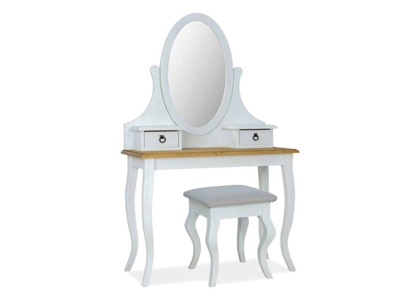 Kosmetinis staliukas su veidrodžiu POPRAD, ąžuolo/balta