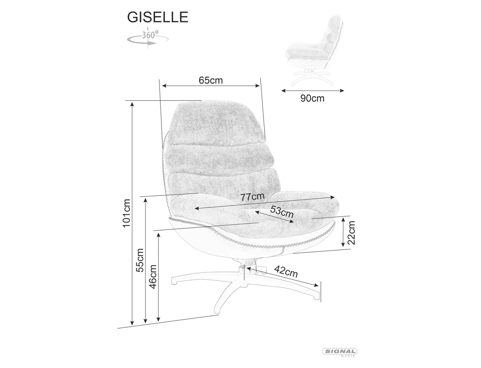 Fotelis Giselle, kreminė - 5