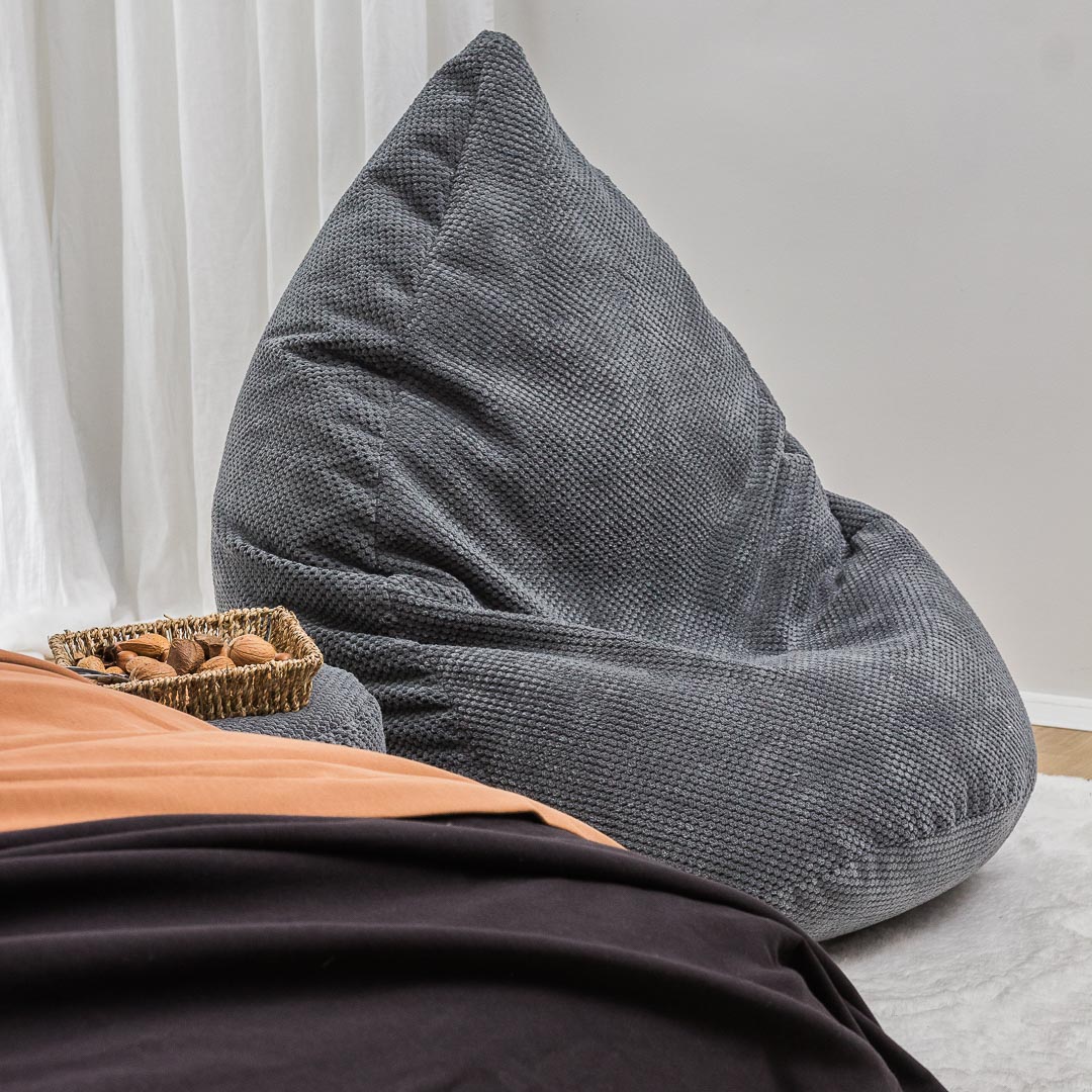 Sėdmaišis su pufu Mega Dot Velour XL, 90x120 cm, tamsiai pilkas - 3