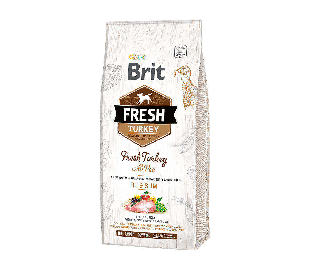Sausas šunų ėdalas Brit Fresh Turkey with Pea Light Fit&Slim, 2,5 kg