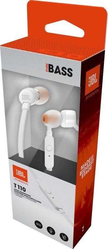 Laidinės ausinės JBL T110, baltos sp.-1
