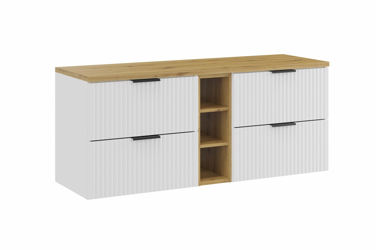 Vonios baldų komplektas COMAD ARTISAN 140 cm, balta/ąžuolo-0