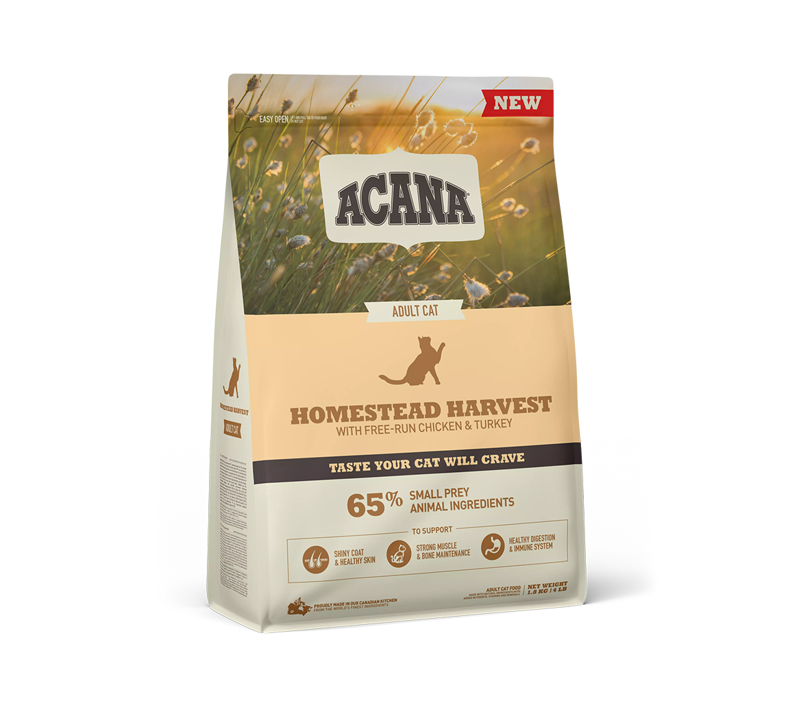Sausas kačių ėdalas Acana Homestead Harvest Cat, 4.5 kg