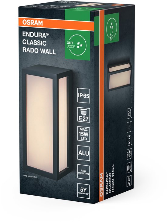 Sieninis lauko šviestuvas OSRAM ENDURA RADO, IP65, E27, max 18 W, tamsiai pilkos sp, h25cm - 4