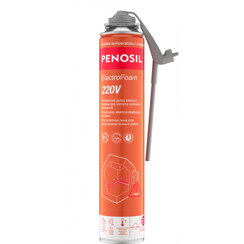 Pistoletinės sandarinimo putos PENOSIL ElectroFoam 220V, elektros instaliacijai, 750 ml