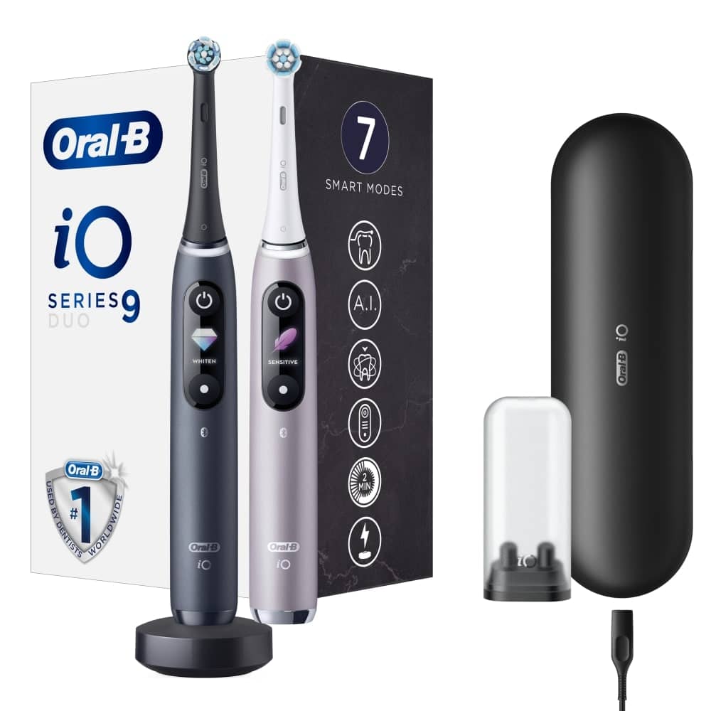 Elektrinis dantų šepetėlis Oral-B iO Series 9 Duo Pack, juoda/rožinė - 2