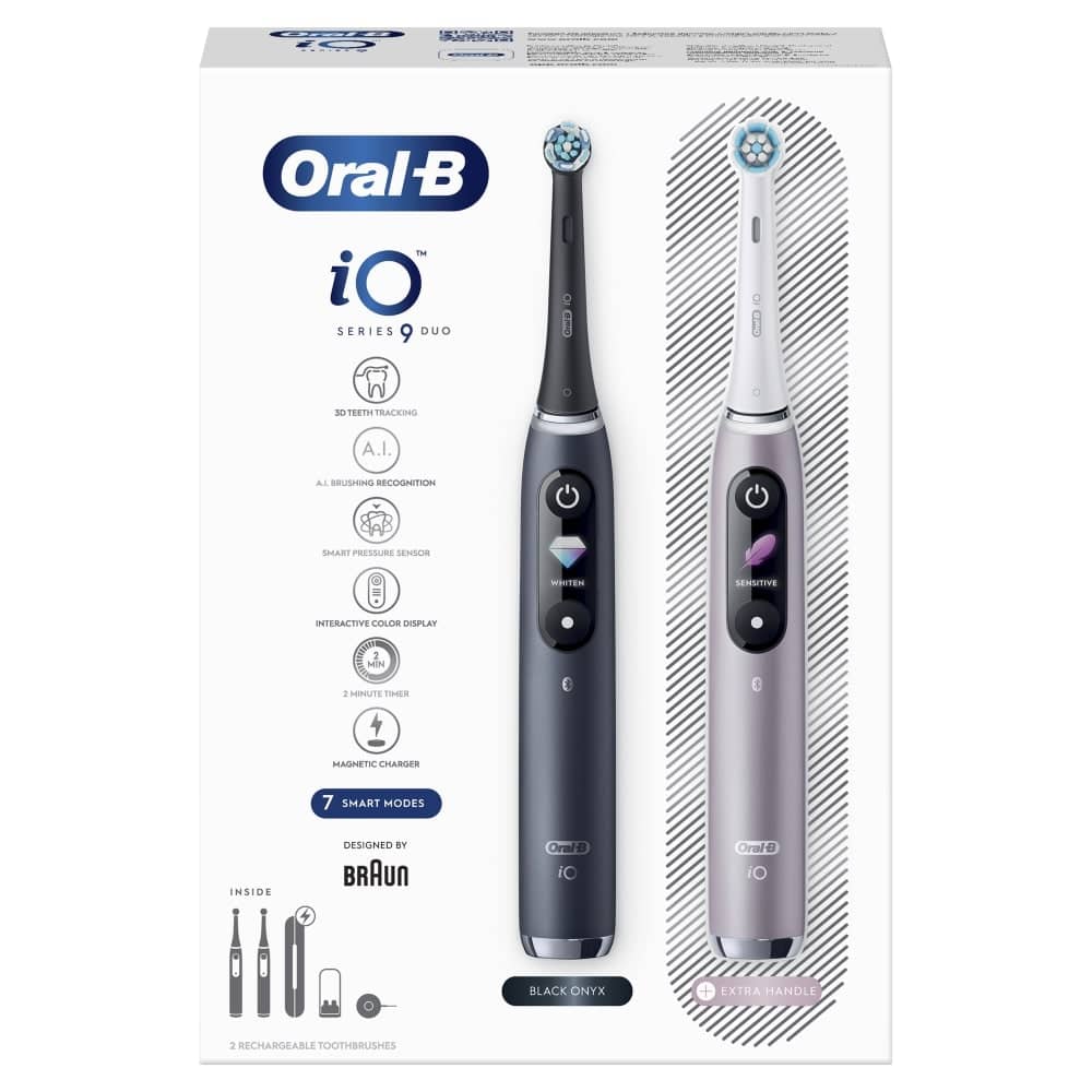 Elektrinis dantų šepetėlis Oral-B iO Series 9 Duo Pack, juoda/rožinė - 3