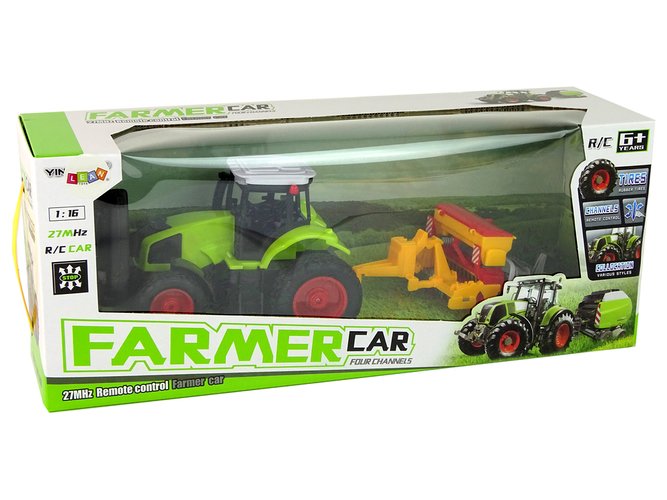 Žemės ūkio  traktorius su presu ir nuotolinio valdymo pultu, žalias - 8