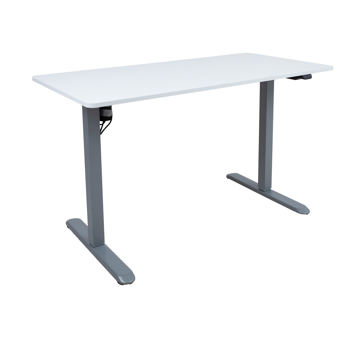 Reguliuojamo aukščio rašomasis stalas ERGO LIGHT su 1 varikliu, 120x60 cm, pilka/balta-0