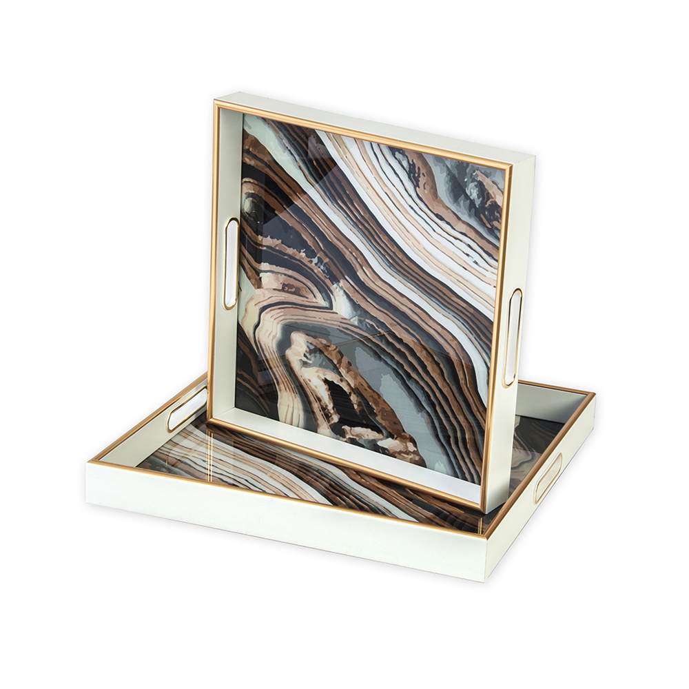 Dekoratyvinis stiklinis padėklas ONYX, 40 x 40 x 4,5 cm-0