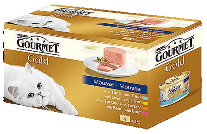 Konservuotas ėdalas suaugusioms katėms GOURMET GOLD, su paštetu, 4 x 85 g