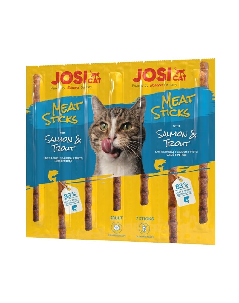 Skanėstas katėms JOSICAT Meat Sticks, su lašiša ir upėtakiu, 35 g-0