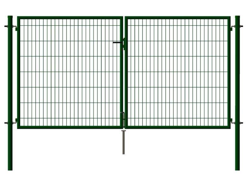 Dvigubi vartai, karštai cinkuoti, žalios sp., 1250 x 4000 mm