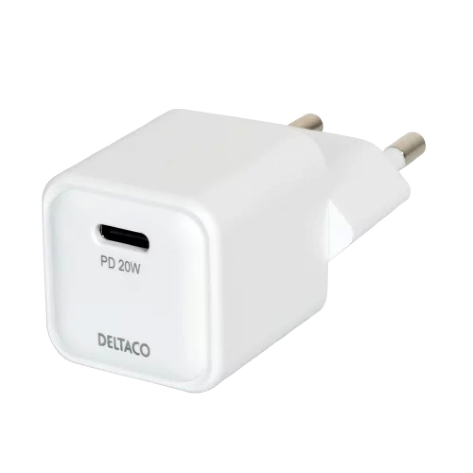 Sieninis įkroviklis DELTACO, 1X USB-C, PD 20 W, USBC-AC150, baltos sp.-0