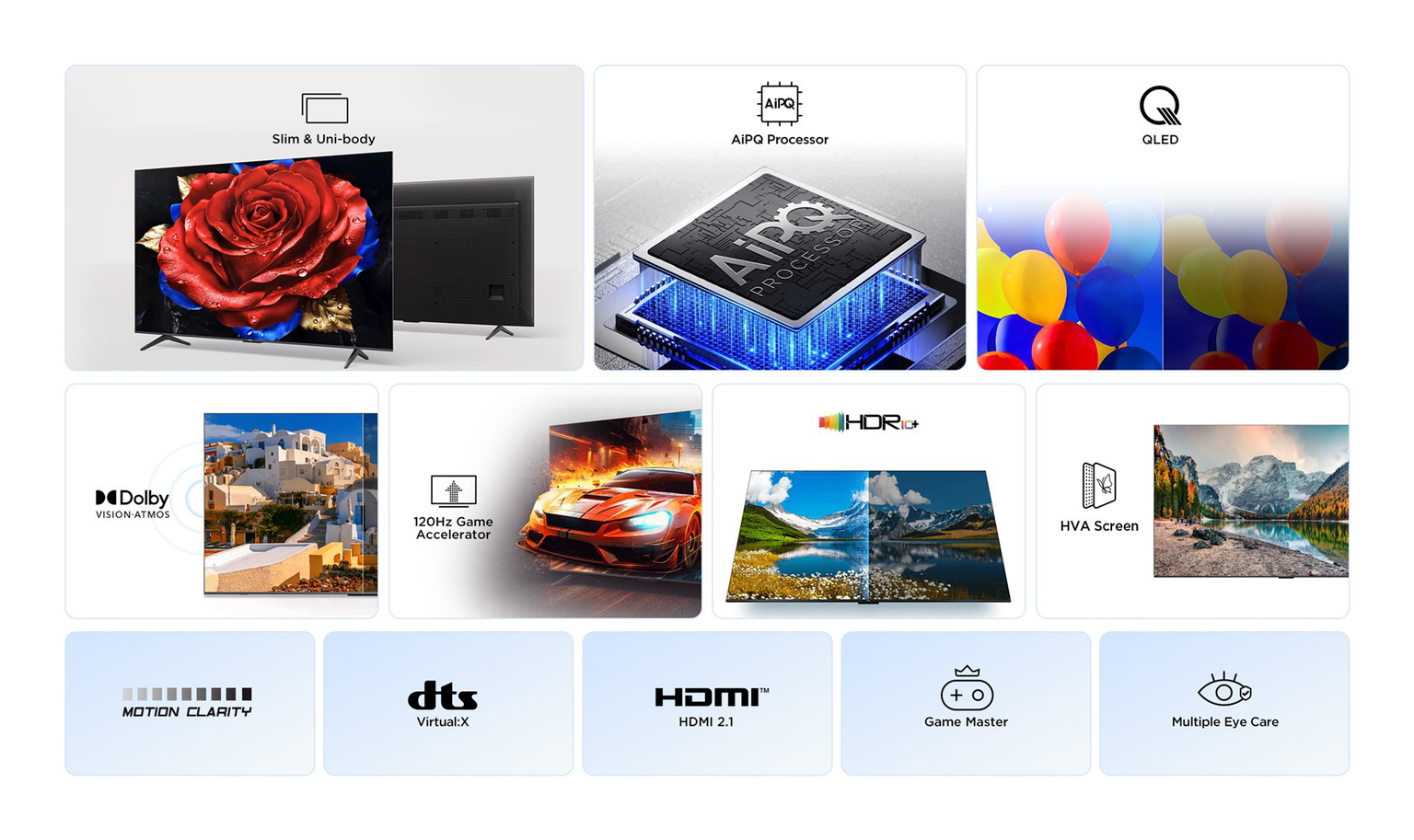 Televizorius TCL P7K 55P7K, 55 ", 4K QLED - 7
