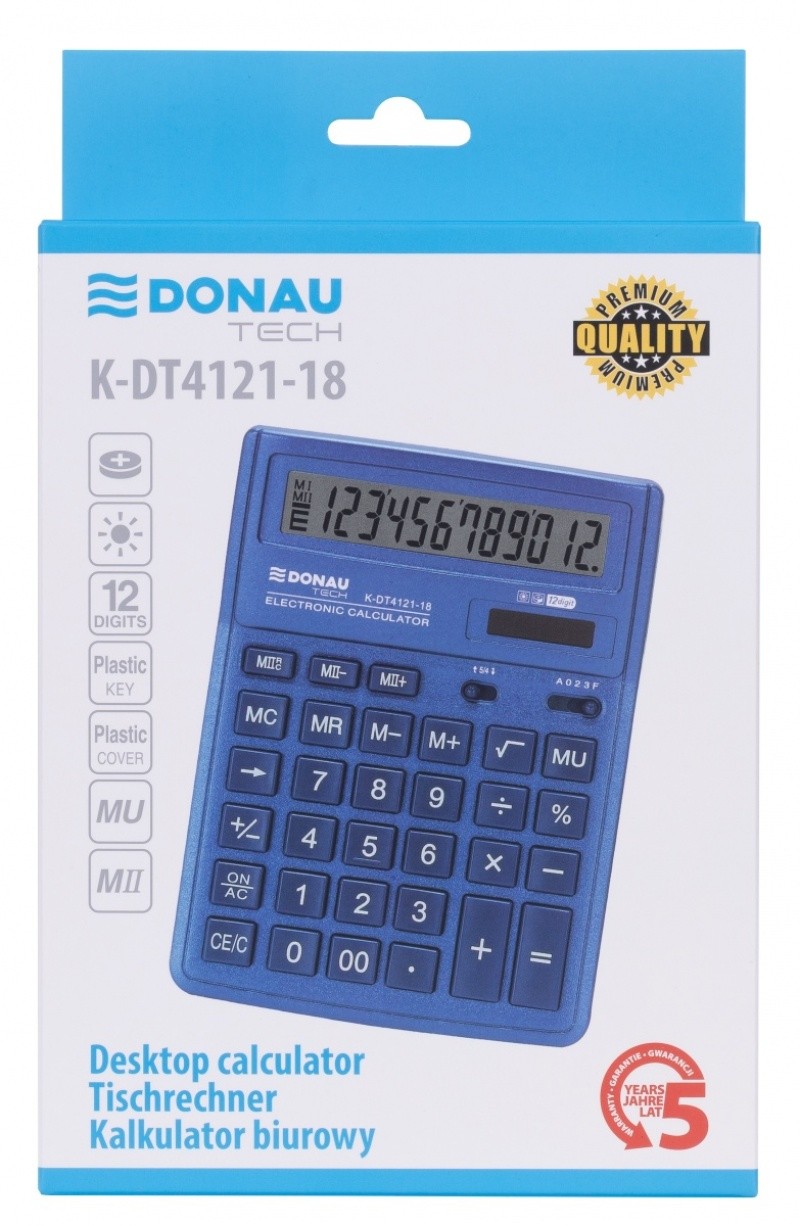 Skaičiuotuvas K-DT4121-01 DONAU tam.mėlynas-0