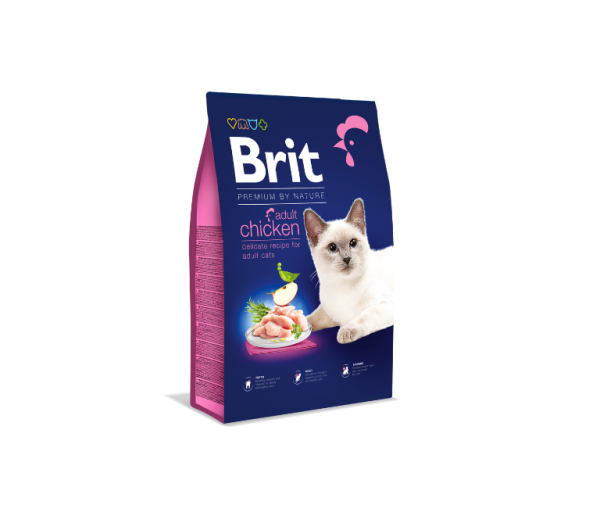 Sausas ėdalas katėms Brit Premium Cat Adult Chicken, 8 kg