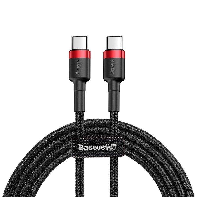 Kabelis BASEUS, USB C - USB C kištukas, QC 3.0 PD 2.0 , raudonos/juodos sp., 1 m-0