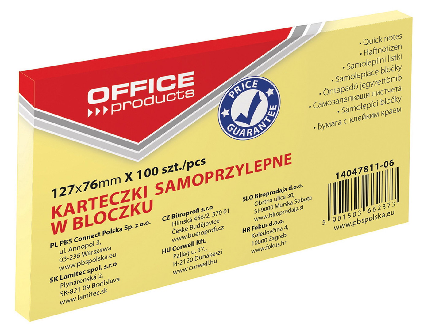 Lipnūs lapeliai Office Products, 127x76 mm, 100 vnt, gelsvi-0
