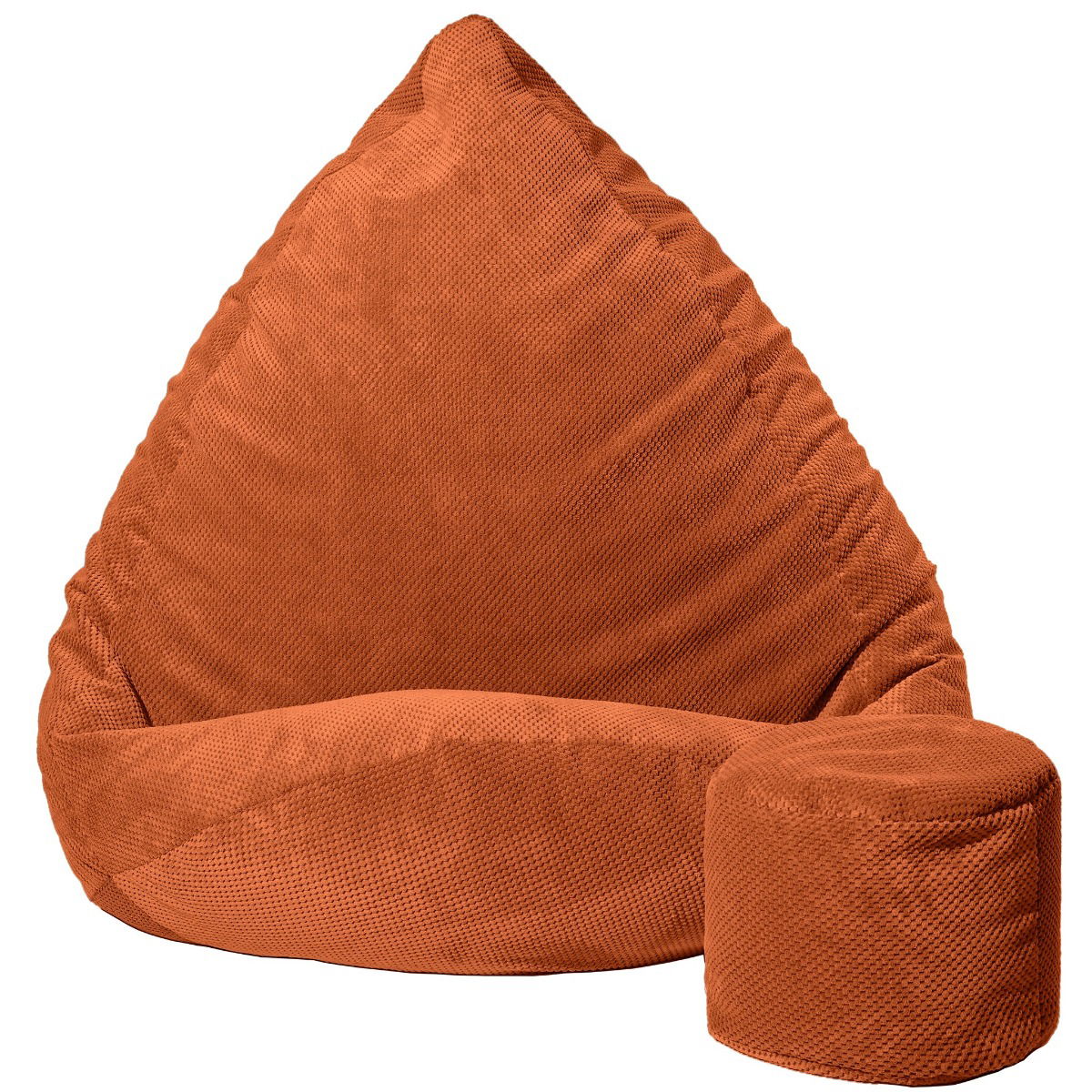 Sėdmaišis su pufu Mega Dot Velour M, 75x95 cm, plytų spalvos