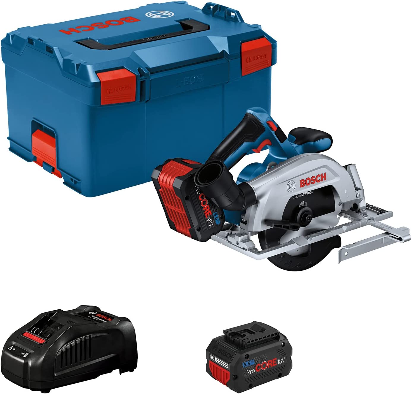 Akumuliatorinis diskinis pjūklas BOSCH PRO GKS 18V-57-2 solo, 18V (2x Li-Ion ProCORE18V 5.5Ah, L-BOXX)-0