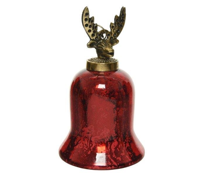 Kalėdinis eglės žaisliukas BELL DEER, raudonos sp., 9 x 14,5 cm