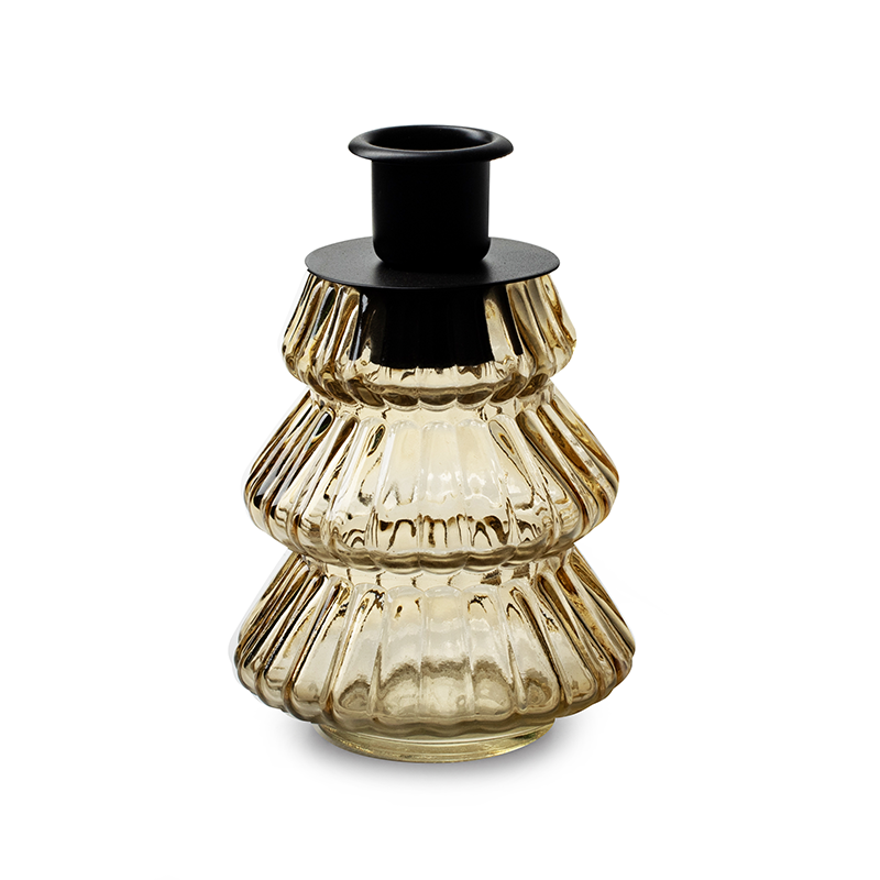 Stiklinė žvakidė NORDMANN, žalsvos spalvos, 8,5 x 12 cm, 1 vnt-0