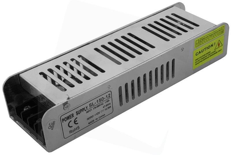 Maitinimo šaltinis LED juostoms AVIDE SLIM, IP20, 12V, 150W, aliuminis-0