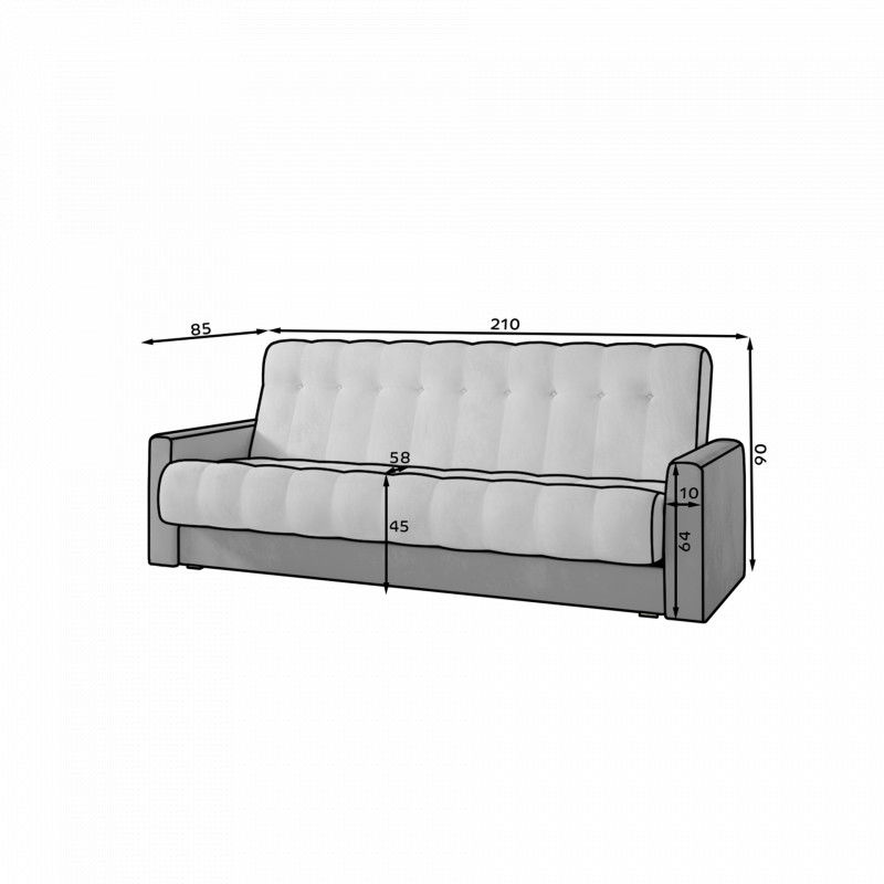 Sofa Garett, juoda/pilka - 3