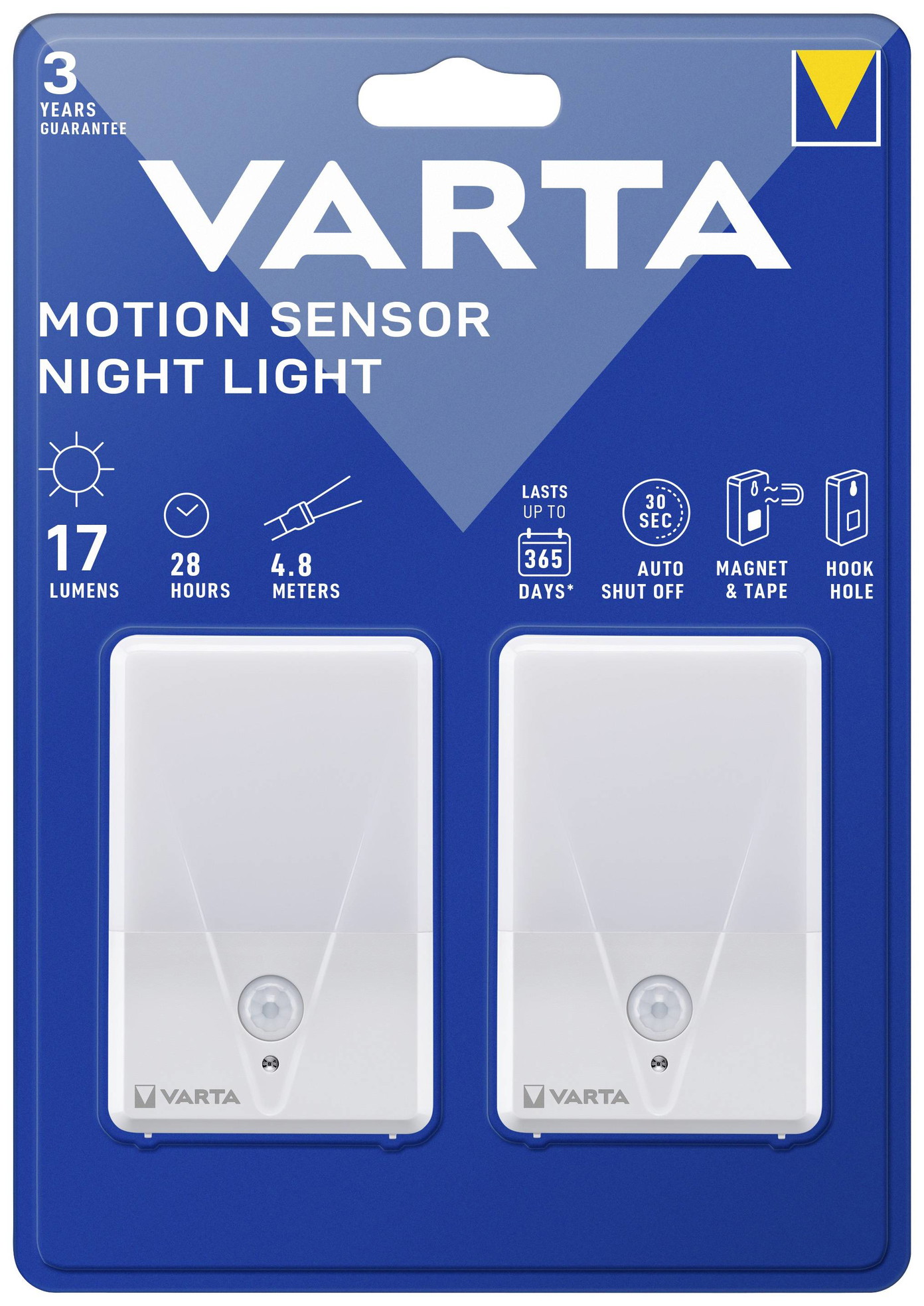 Naktinis šviestuvas su judesio davikliu VARTA Night Light ,17 lm, elementai 3 x AAA (neįeina), 2 vnt-0