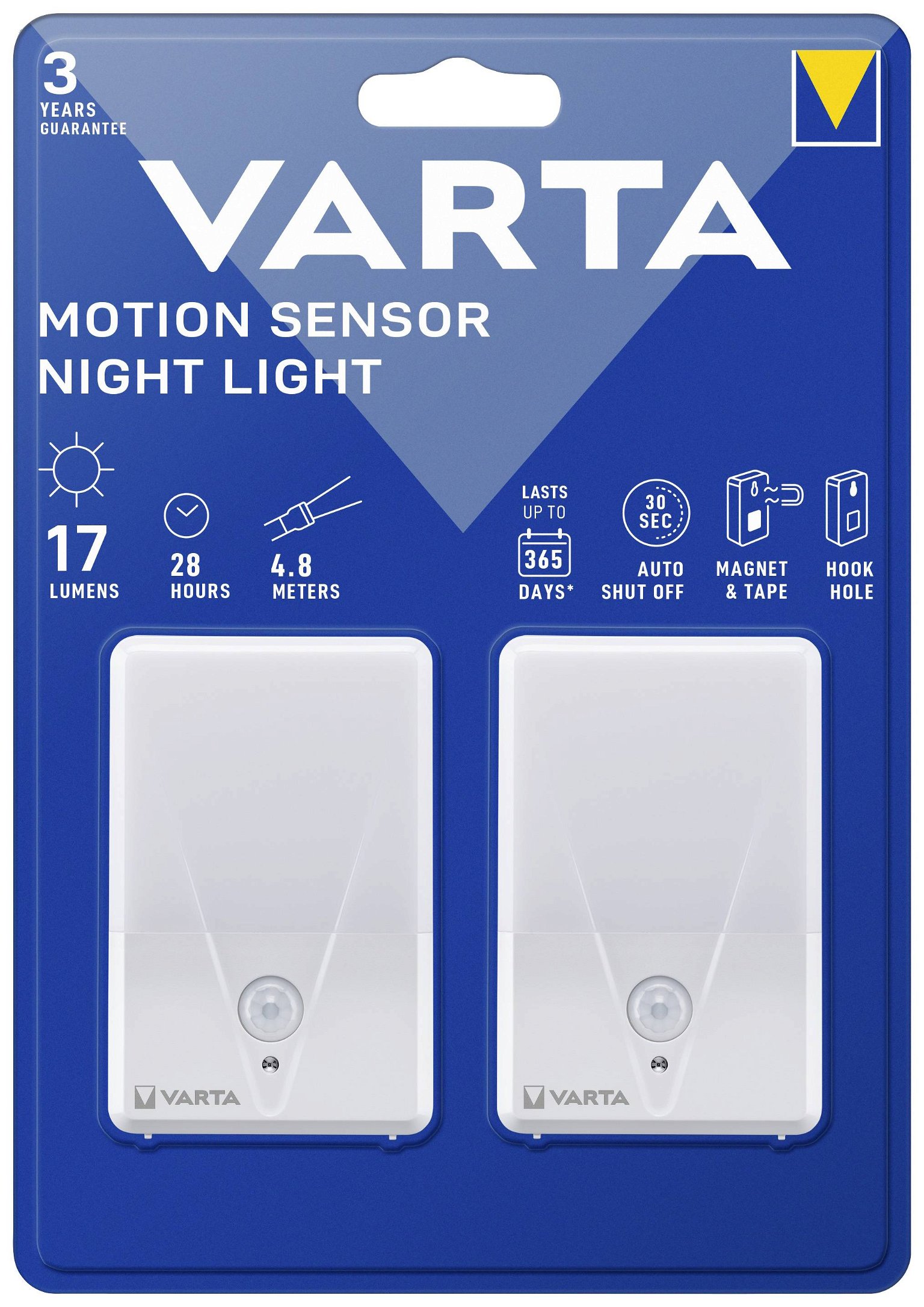 Naktinis šviestuvas su judesio davikliu VARTA Night Light ,17 lm, elementai 3 x AAA (neįeina), 2 vnt - 1