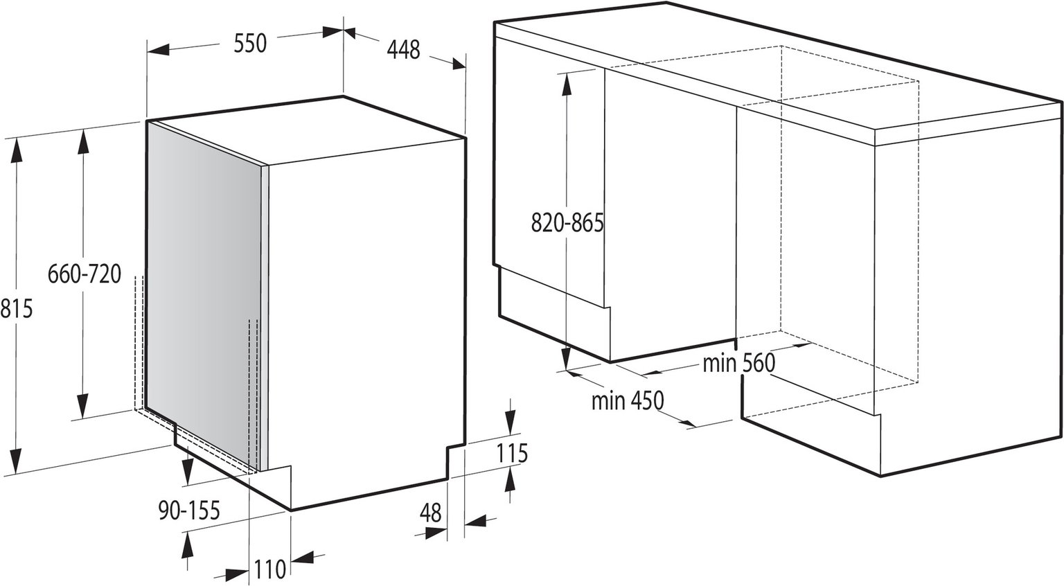 Įmontuojama indaplovė Gorenje GV520E11 - 2