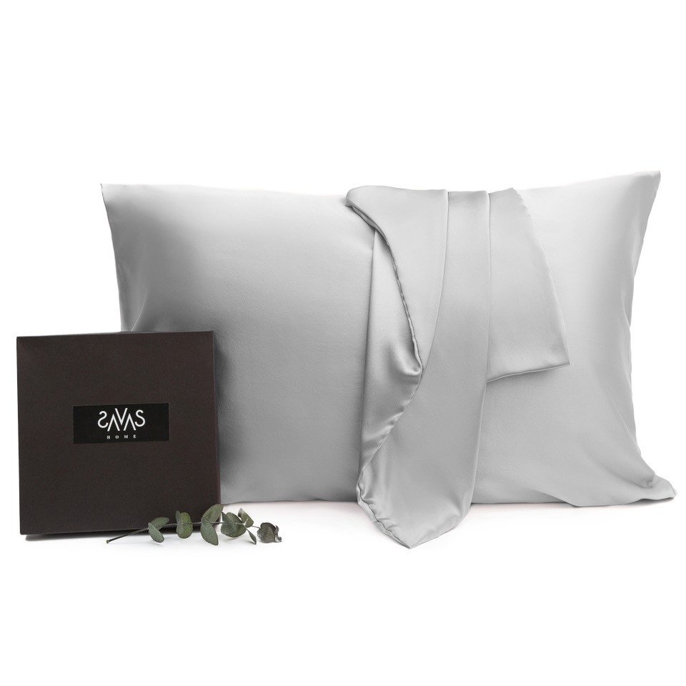 Šilkinis pagalvės užvalkalas SAVAS HOME Platinum, 50 x 70 cm, pilkos sp., 100% šilko
