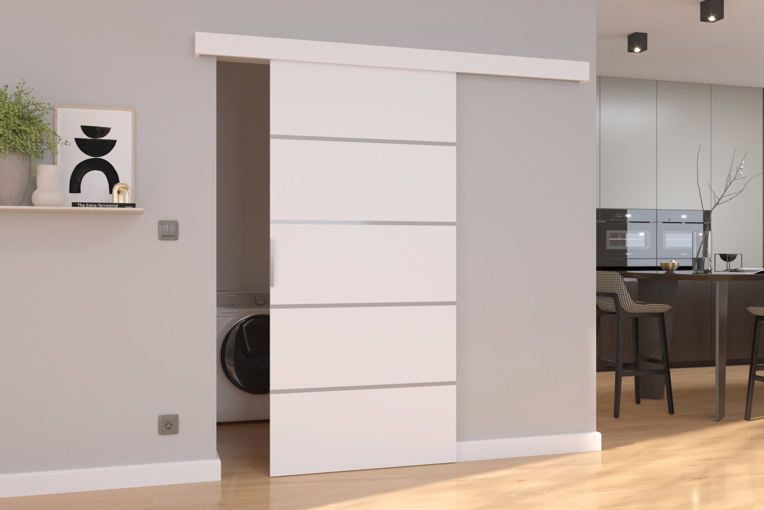 Stumdomos durys BIELLA 76, 76 x 205 cm, balta-0