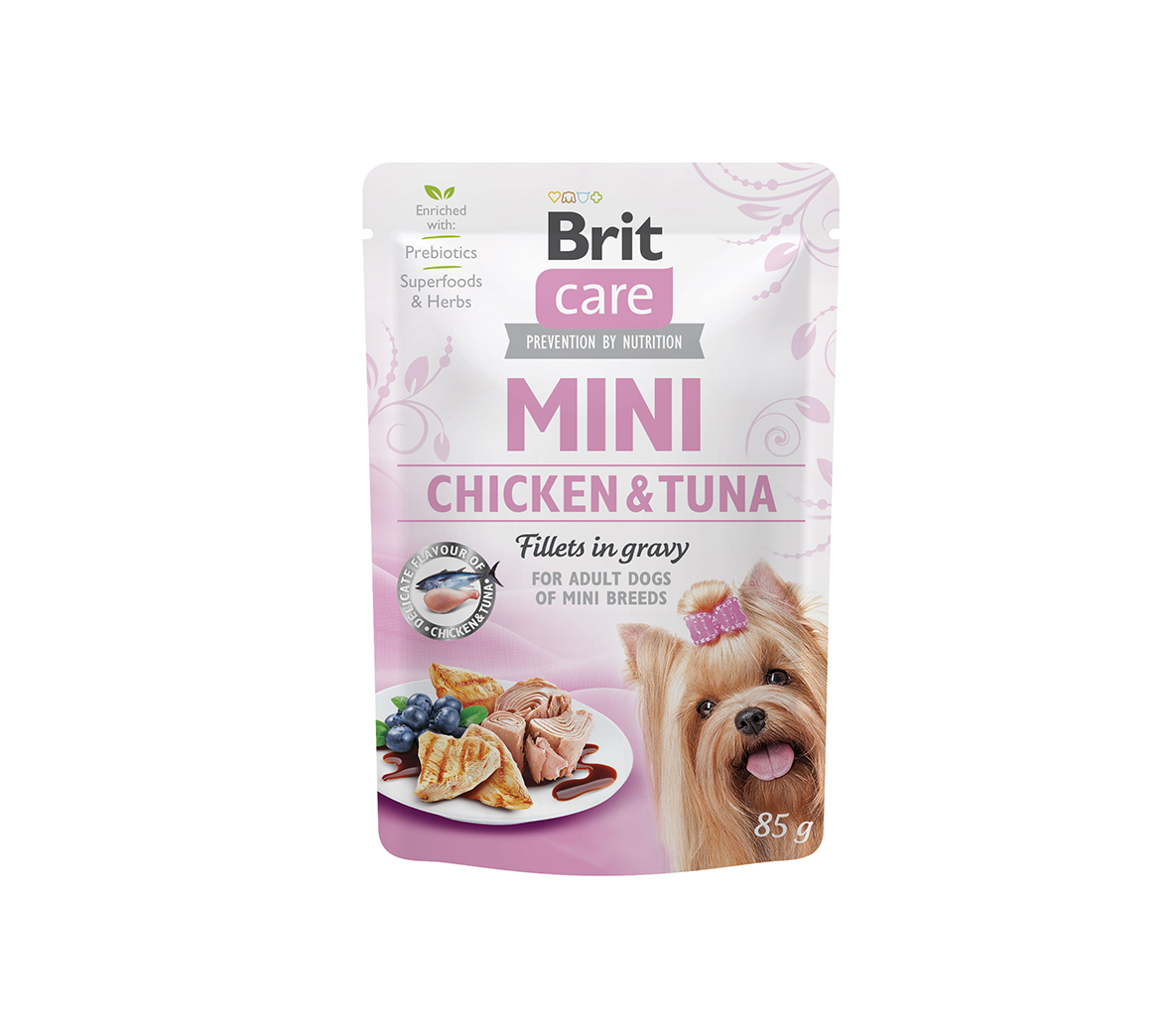 Konservuotas ėdalas šunims Brit Care Mini Chicken&Tuna fillets in gravy, 85 g