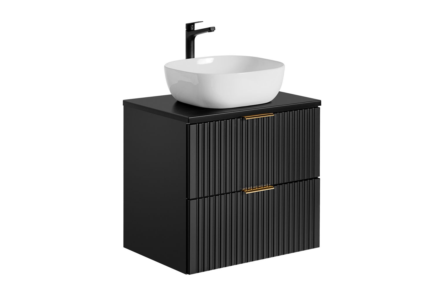 Apatinė vonios spintelė COMAD ADEL BLACK 82-60-B-2S su praustuvu SMILE 40, juoda-1