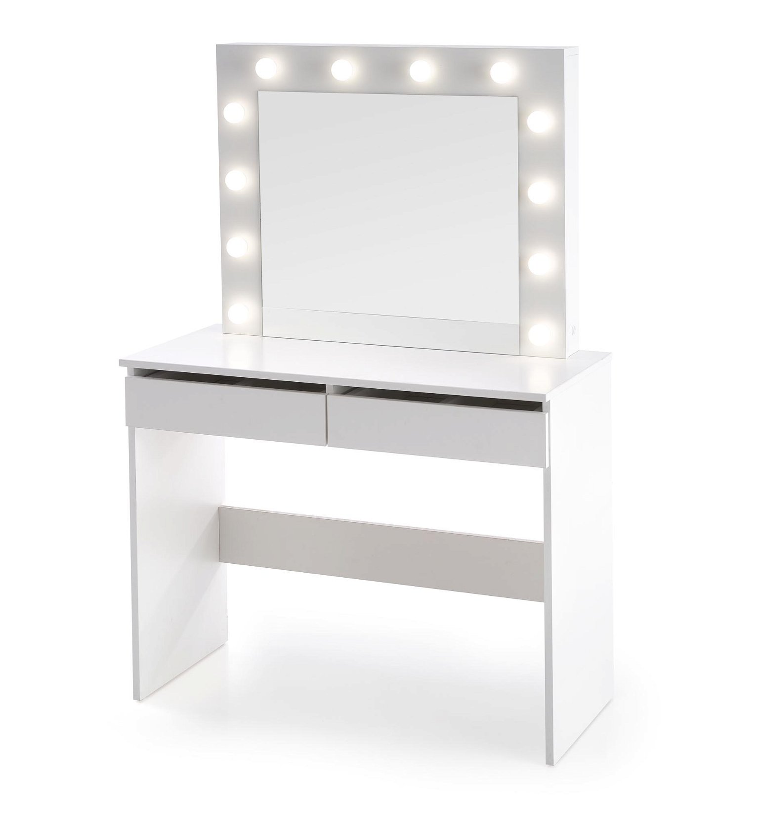 Kosmetinis staliukas HOLLYWOOD su veidrodžiu, baltas - 5