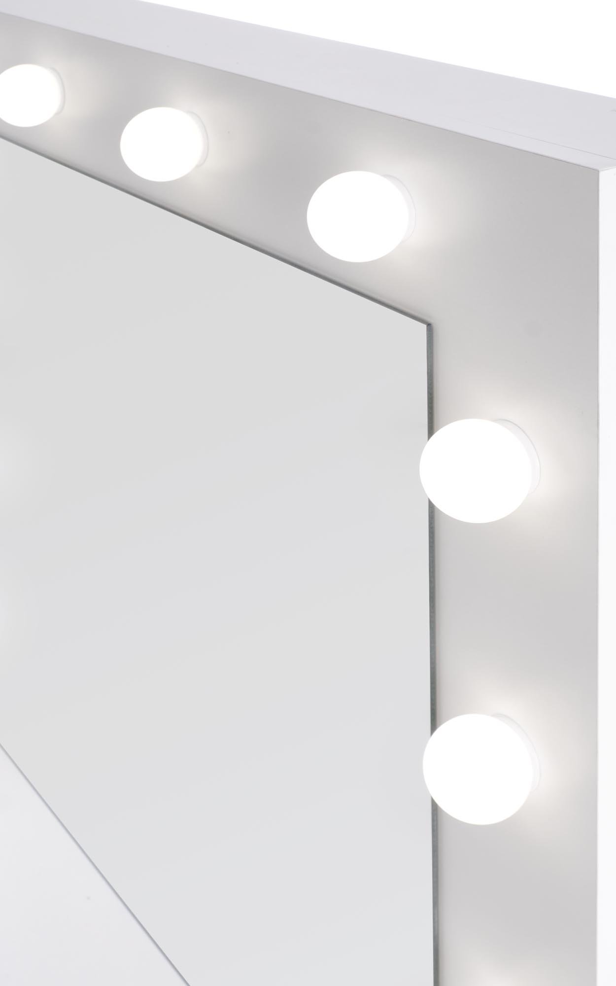 Kosmetinis staliukas HOLLYWOOD su veidrodžiu, baltas - 3